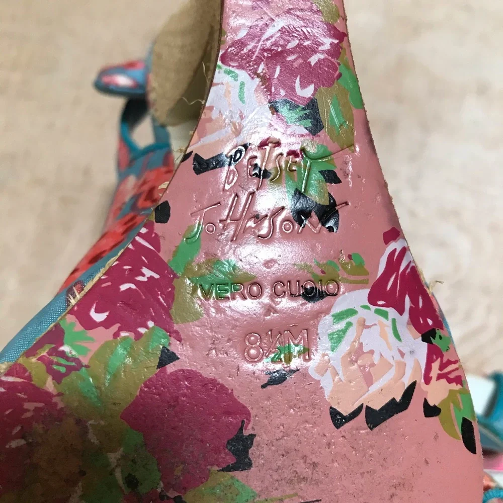 Betsey Johnson Foster Blue Pink Floral Sandals
